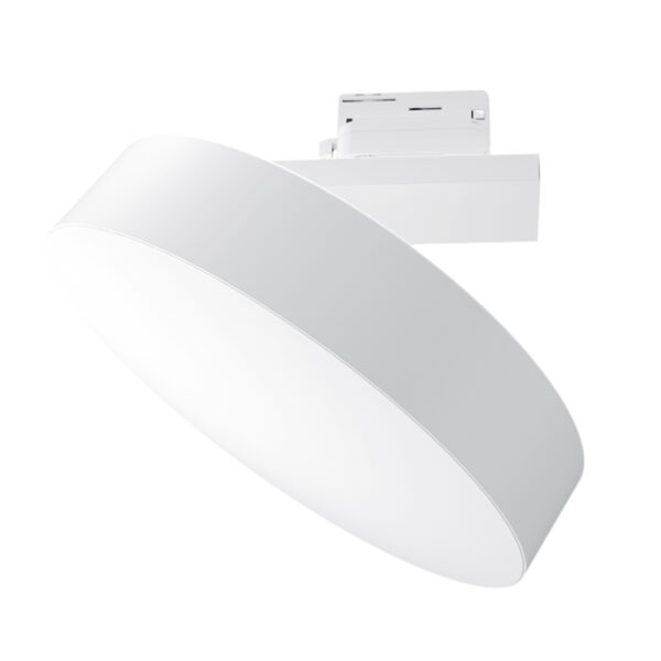 White 3-phase adapter bracket for Multi 3CCT led plafonnière. 360° horizontal rotation, 45° vertical rotation