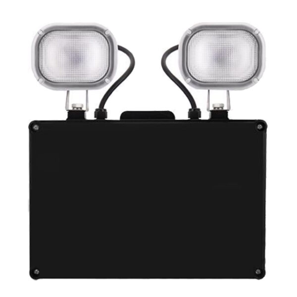Black ST Twinspot Led 2x5W 700Lm emg fixture Non-Maintained IP65-testbutton Remote-Receiver 3 hours LifePo4 3.2V 6000mAh battery IP65
