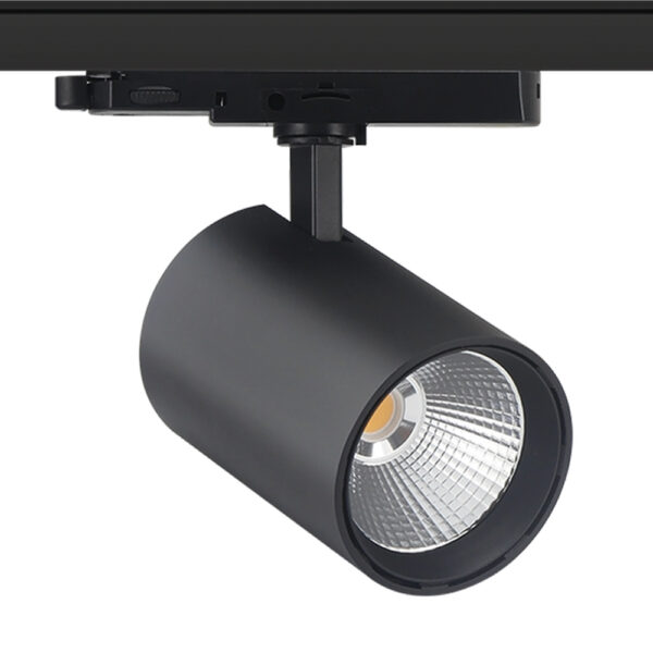 3CCT powerswitch TRIAC-dim Led Tracklight 3-phase 10-20-30W 3000K-3500-4000K >95Lm/W PF>0,80 CRI>90 Refl. 36G Low ripple driver white housing IP20